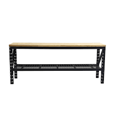 Industrial Packing Workbench – Heavy - Duty Steel Tool Bench with Hardwood Table Top for Warehouse or Workshop - Industrial Workbenches with 90" Work Bench | Sold by Uncle Wiener's Wholesale