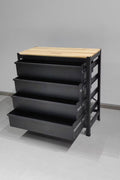 Industrial Steel Workbench with Hardwood Top & 4 Drawers, 33″ x 16″ – Black 2506151 - with | Sold by Uncle Wiener's Wholesale