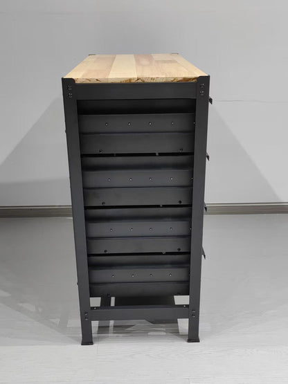Industrial Steel Workbench with Hardwood Top & 4 Drawers, 33″ x 16″ – Black 2506151 - with | Sold by Uncle Wiener's Wholesale