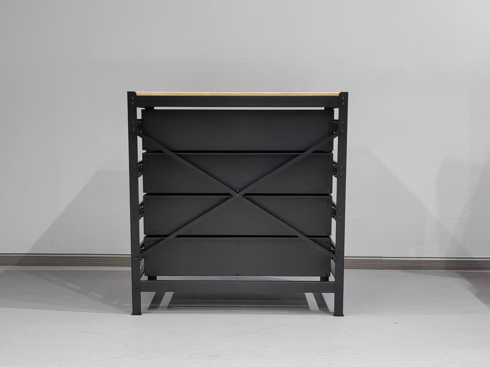 Industrial Steel Workbench with Hardwood Top & 4 Drawers, 33″ x 16″ – Black 2506151 - with | Sold by Uncle Wiener's Wholesale