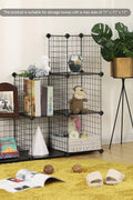 Industrial modern 6-cube storage organizer setup with household items