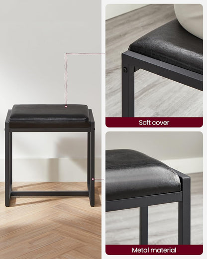 Industrial Vanity Table with 3-Panel Folding Mirror, 3 Drawers, Hair Dryer Holder and Upholstered Stool RVT004 Series - with Heather Greige | Sold by Uncle Wiener's Wholesale
