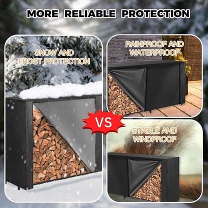 INEDRIMS 8 ft Firewood Rack Cover – 600D Heavy-Duty Waterproof Outdoor Log Holder Cover with Zipper, Ventilation & Wind Protection - Garden & Landscaping with | Sold by Uncle Wiener's Wholesale