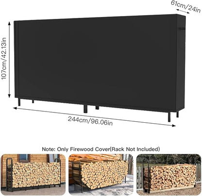 INEDRIMS 8 ft Firewood Rack Cover – 600D Heavy-Duty Waterproof Outdoor Log Holder Cover with Zipper, Ventilation & Wind Protection - Garden & Landscaping with | Sold by Uncle Wiener's Wholesale