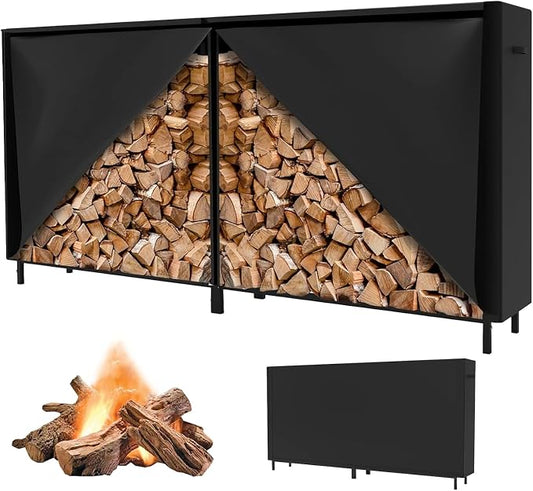 INEDRIMS 8 ft Firewood Rack Cover – 600D Heavy-Duty Waterproof Outdoor Log Holder Cover with Zipper, Ventilation & Wind Protection - Garden & Landscaping with | Sold by Uncle Wiener's Wholesale