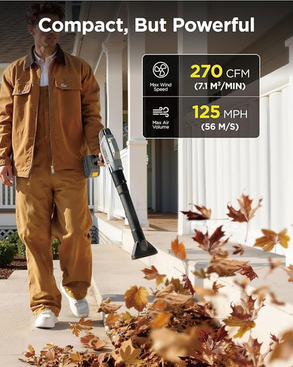 InoKraft Cordless Leaf Blower 20V – 125 MPH 270 CFM with 4.0Ah Battery, Charger, 2 Nozzles & Extension Tubes - Home products with | Sold by Uncle Wiener's Wholesale