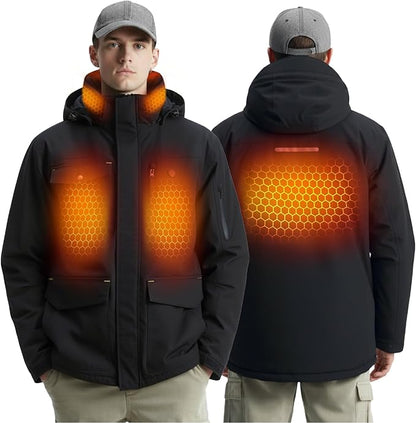 InoKraft Heated Jacket for Men Water Resistant Rechargeable Winter Jacket with Battery Pack - with Large | Sold by Uncle Wiener's Wholesale