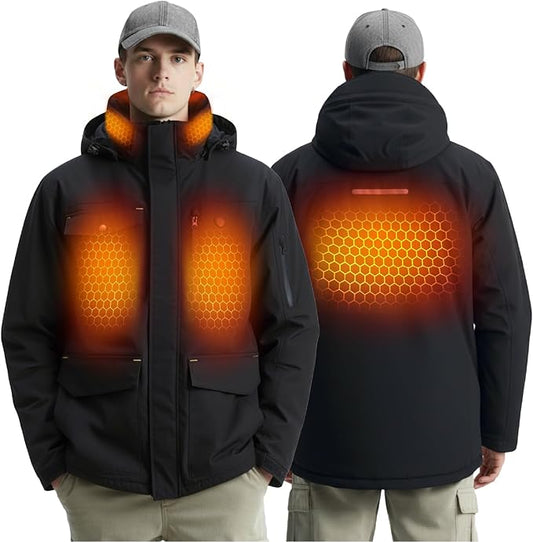 InoKraft Heated Jacket for Men Water Resistant Rechargeable Winter Jacket with Battery Pack - with Large | Sold by Uncle Wiener's Wholesale