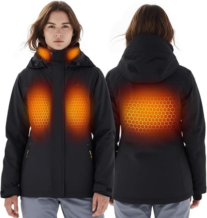 InoKraft Heated Jacket for Women Water Resistant Rechargeable Winter Coat with Battery Pack - with Small | Sold by Uncle Wiener's Wholesale