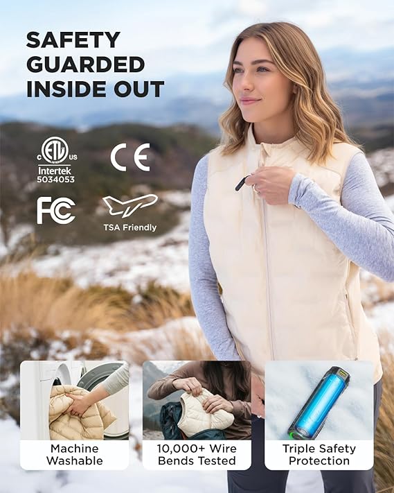 InoKraft Heated Vest for Women Lightweight Quilted Rechargeable Heated Vest with Battery Pack - with Cream white | Sold by Uncle Wiener's Wholesale