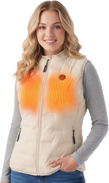 InoKraft Heated Vest for Women Lightweight Quilted Rechargeable Heated Vest with Battery Pack - with Cream white | Sold by Uncle Wiener's Wholesale