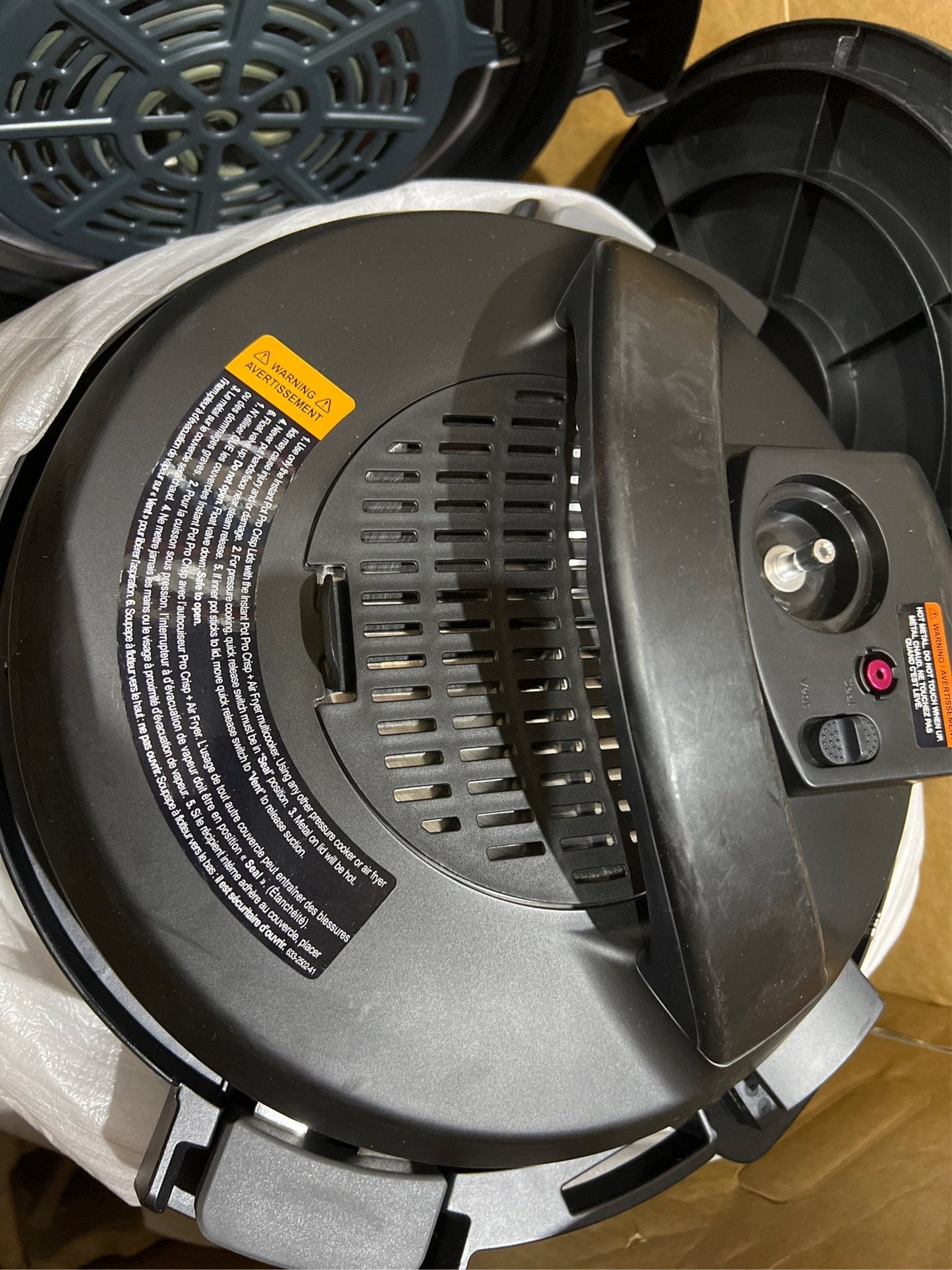 Instant Pot 8qt Pro Crisp EPC and Air Fryer: Stainless Steel, Pressure Cooker, Dishwasher - Safe, 1500W, Black, used - with <B>Dimensions (Overall):</B> 15.35 Inches (H) x 12.58 Inches (W) x 14.78 Inches (D) | Sold by Uncle Wiener's Wholesale