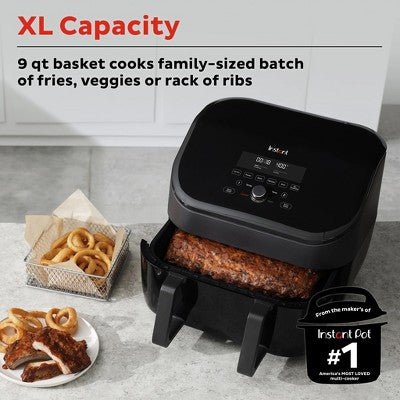 Instant Vortex 9 - quart Air Fryer with VersaZone Technology. SCRATCHES ON THE DISPLAY - with Dimensions (Overall): 15.1 inches (H) x 12.3 inches (W) x 15.9 inches (D) | Sold by Uncle Wiener's Wholesale