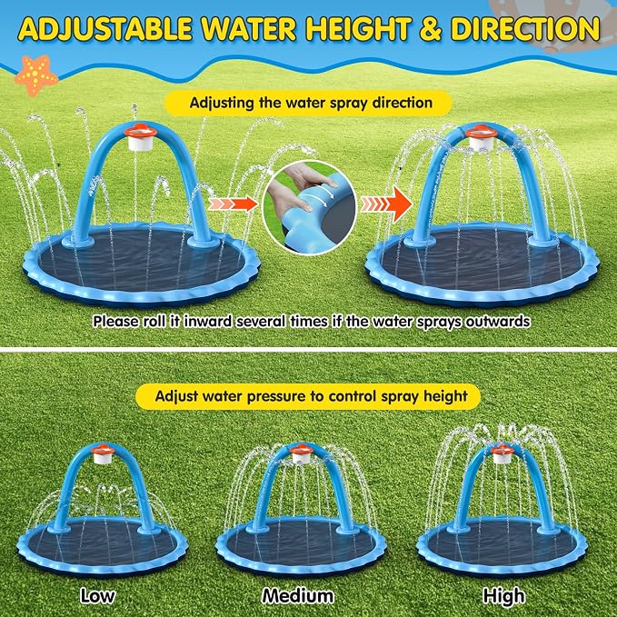 Instraella 110-Inch Kids Splash Pad with Basketball Hoop – 2-in-1 Inflatable Sprinkler Mat for Backyard Outdoor Water Play - Toys with | Sold by Uncle Wiener's Wholesale