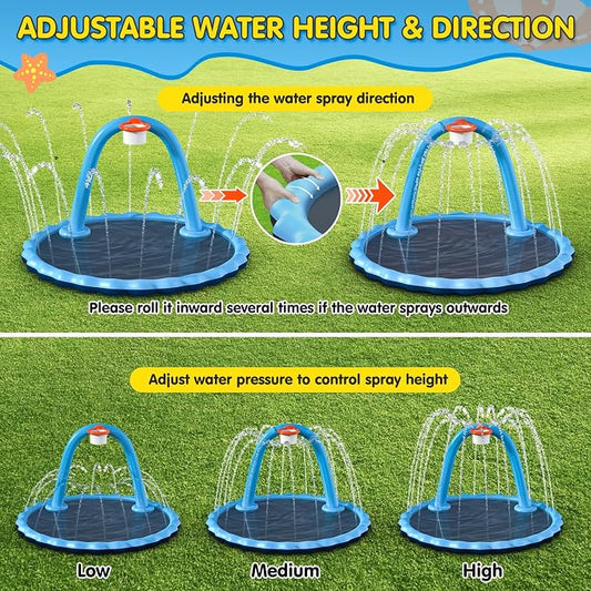 Instraella 110-Inch Kids Splash Pad with Basketball Hoop – 2-in-1 Inflatable Sprinkler Mat for Backyard Outdoor Water Play - Toys with | Sold by Uncle Wiener's Wholesale