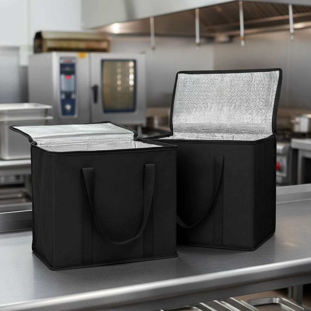 Insulated Food Delivery Cooler Bag | Thermal Catering Tote with Carry Straps - with Black 21" x 11" x 10" | Sold by Uncle Wiener's Wholesale