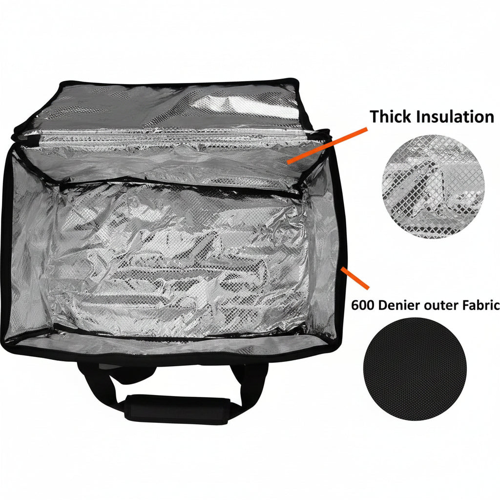 Insulated Food Delivery Cooler Bag | Thermal Catering Tote with Carry Straps - with Red 21" x 11" x 10" | Sold by Uncle Wiener's Wholesale
