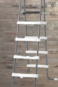 Intex 14ft x 42in round Clearview above ground pool

Family using Intex Clearview pool with kids

Pool filter pump and ladder accessories

Clear sidewall panel on Intex pool – close-up