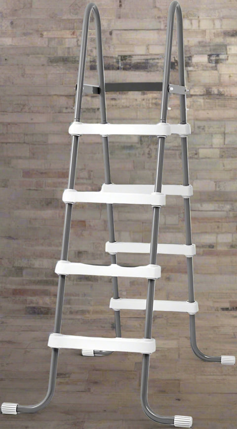Intex 14ft x 42in round Clearview above ground pool

Family using Intex Clearview pool with kids

Pool filter pump and ladder accessories

Clear sidewall panel on Intex pool – close-up
