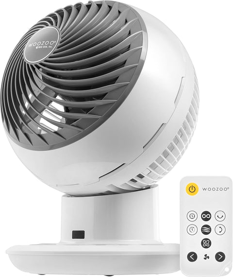 IRIS USA WOOZOO Desk Fan with Remote, Oscillating Table Air Circulator, 10 Speeds, 89ft Max Air Distance, 120° Adjustable Tilt, 35db Low Noise Motor, Small Fan for Bedroom, Office, Dorm, White - with WHITE | Sold by Uncle Wiener's Wholesale