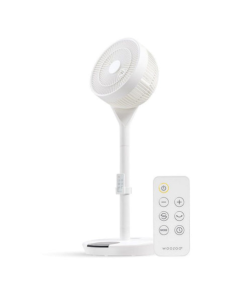 IRIS USA WOOZOO Fan, Pedestal Standing Fan with Remote, 360 Oscillating Fan, 12 Speeds, Low Noise, 8h Timer, Height Adjustable, White/Gray - White - ONE SIZE - with White | Sold by Uncle Wiener's Wholesale