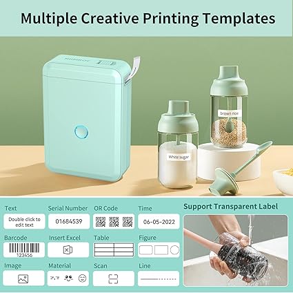 JADENS D110 Bluetooth Label Maker Machine Portable Thermal Label Printer with Tape Green - with | Sold by Uncle Wiener's Wholesale