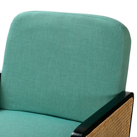 Jayden Creation Elva 25.4" W x 29.1" D x 32.7" H Rattan Armchair – Handcrafted Accent Chair - with Teal | Sold by Uncle Wiener's Wholesale