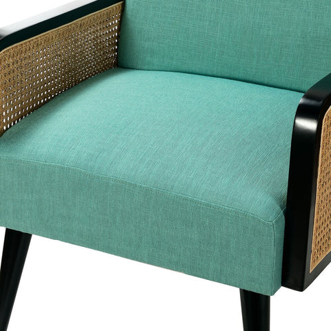 Jayden Creation Elva 25.4" W x 29.1" D x 32.7" H Rattan Armchair – Handcrafted Accent Chair - with Teal | Sold by Uncle Wiener's Wholesale