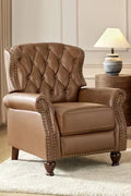 JAYDEN CREATION Isabel Camel Genuine Leather Recliner with Tufted Back and Rolled Arms – Manual Reclining Accent Chair - with | Sold by Uncle Wiener's Wholesale