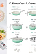 JEETEE Pots and Pan Set Nonstick, Ceramic Cookware Sets 12 Pcs, Healthy Non Stick Cookware Set, Non - Toxic Induction Pots and Pans Kitchen Cooking Set, PFOS & PFOA Free, Green Gradient - with | Sold by Uncle Wiener's Wholesale