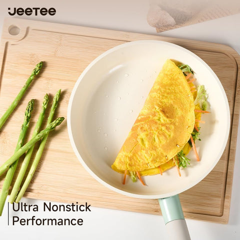 JEETEE Pots and Pan Set Nonstick, Ceramic Cookware Sets 12 Pcs, Healthy Non Stick Cookware Set, Non - Toxic Induction Pots and Pans Kitchen Cooking Set, PFOS & PFOA Free, Green Gradient - with | Sold by Uncle Wiener's Wholesale