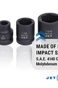 JET 1 Inch Drive Impact Socket Set - SAE 6 Point Standard Sockets with Torque Drive - 18 Pieces - with | Sold by Uncle Wiener's Wholesale