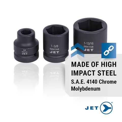 JET 1 Inch Drive Impact Socket Set - SAE 6 Point Standard Sockets with Torque Drive - 18 Pieces - with | Sold by Uncle Wiener's Wholesale