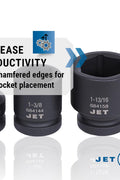 JET 1 Inch Drive Impact Socket Set - SAE 6 Point Standard Sockets with Torque Drive - 18 Pieces - with | Sold by Uncle Wiener's Wholesale