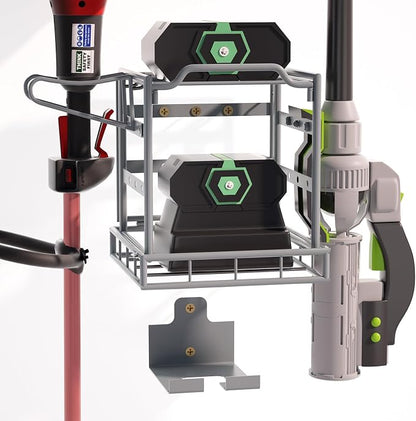 Jolensoy Wall Mount Power Tool Organizer – Heavy Duty Garage Storage Rack for Leaf Blower, Weed Trimmer, Batteries, Chargers & Lawn Equipment - General Equipment with | Sold by Uncle Wiener's Wholesale