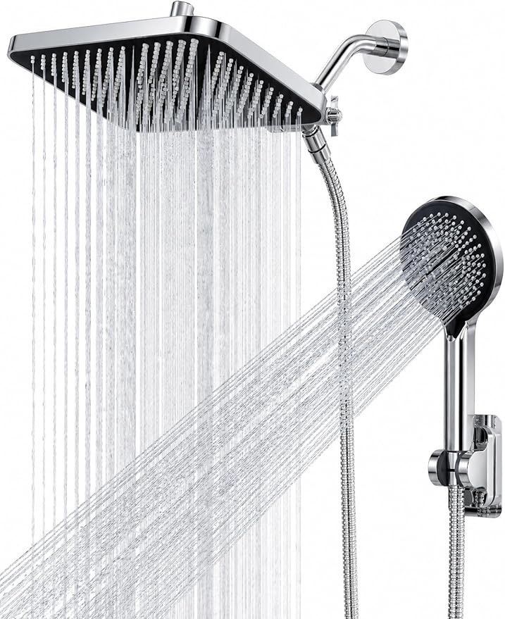 JOOM 8" x 12" Rainfall Shower Head & Handheld Combo – High-Pressure Dual Shower System with 11" Adjustable Extension Arm - Bathroom Fixtures with | Sold by Uncle Wiener's Wholesale