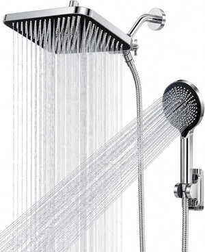 JOOM 8" x 12" Rainfall Shower Head & Handheld Combo – High-Pressure Dual Shower System with 11" Adjustable Extension Arm