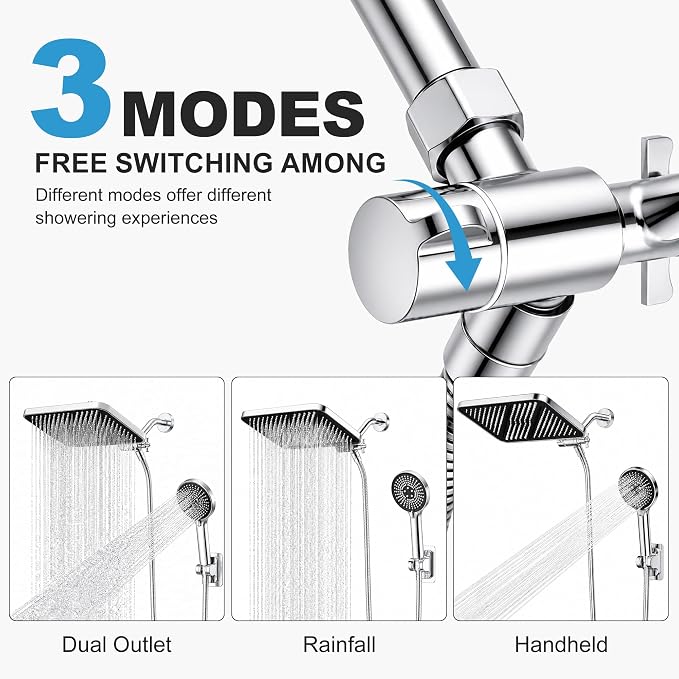 JOOM 8" x 12" Rainfall Shower Head & Handheld Combo – High-Pressure Dual Shower System with 11" Adjustable Extension Arm - Bathroom Fixtures with | Sold by Uncle Wiener's Wholesale