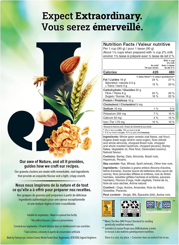 Jordans Morning Crisp Bursting with Nuts Granola Cereal 400g - Snack with | Sold by Uncle Wiener's Wholesale