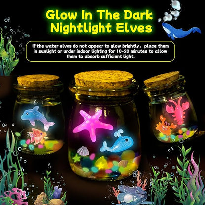 JOY SPOT Glow in the Dark Water Elf Kit – DIY Magic Water Gel Craft Set with 18 Sea Creature Molds, 20 Colors & STEM Sensory Activity for Kids - Toys with | Sold by Uncle Wiener's Wholesale