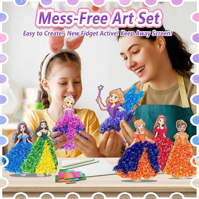 JRD&BS WINL Poke-In Art Princess Craft Kit for Kids – 800+ Fabric Pieces, 6 Foam Princesses & No-Glue 3D DIY Art Activity, Ages 3+ - Toys with | Sold by Uncle Wiener's Wholesale