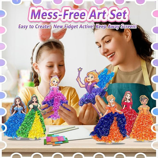 JRD&BS WINL Poke-In Art Princess Craft Kit for Kids – 800+ Fabric Pieces, 6 Foam Princesses & No-Glue 3D DIY Art Activity, Ages 3+ - Toys with | Sold by Uncle Wiener's Wholesale
