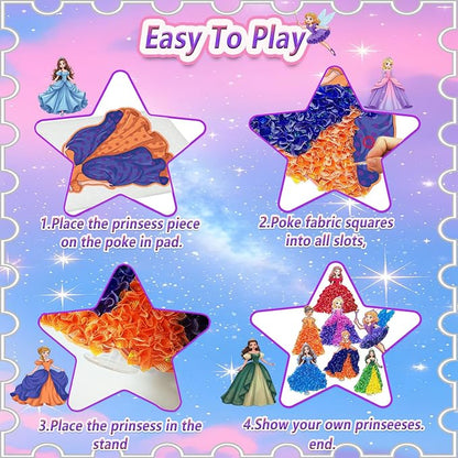JRD&BS WINL Poke-In Art Princess Craft Kit for Kids – 800+ Fabric Pieces, 6 Foam Princesses & No-Glue 3D DIY Art Activity, Ages 3+ - Toys with | Sold by Uncle Wiener's Wholesale