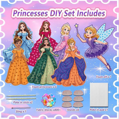 JRD&BS WINL Poke-In Art Princess Craft Kit for Kids – 800+ Fabric Pieces, 6 Foam Princesses & No-Glue 3D DIY Art Activity, Ages 3+ - Toys with | Sold by Uncle Wiener's Wholesale