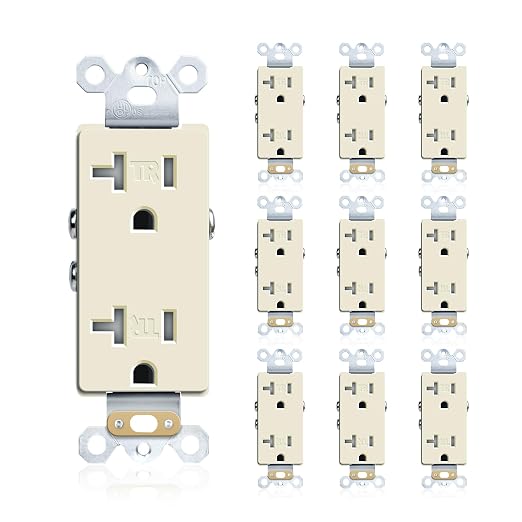JUNLIT 20A Tamper-Resistant Duplex Electrical Outlets 10-Pack – 125V Self-Grounding 5-20R Wall Receptacles - Home products with Ivory | Sold by Uncle Wiener's Wholesale