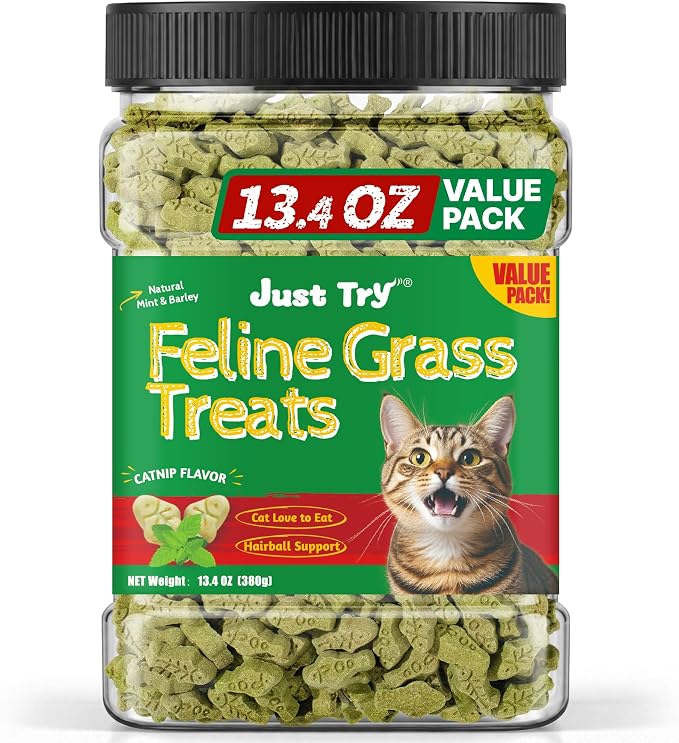 Just Try Feline Grass Cat Treats 380g – Assorted Flavor & Cat Grass -Flavoured Treats for Cats & Kittens - Pet products with Catnip | Sold by Uncle Wiener's Wholesale