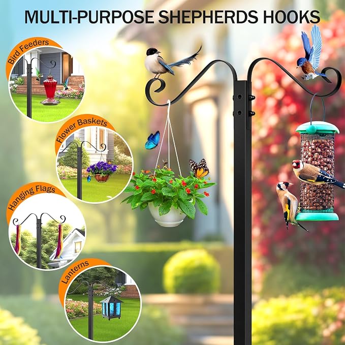 Jvgoo Garden Hose Holder Stand – Heavy-Duty Freestanding Metal Hose Hanger with 5 Ground Spikes & 2 Shepherd Hooks - Garden & Landscaping with Black | Sold by Uncle Wiener's Wholesale