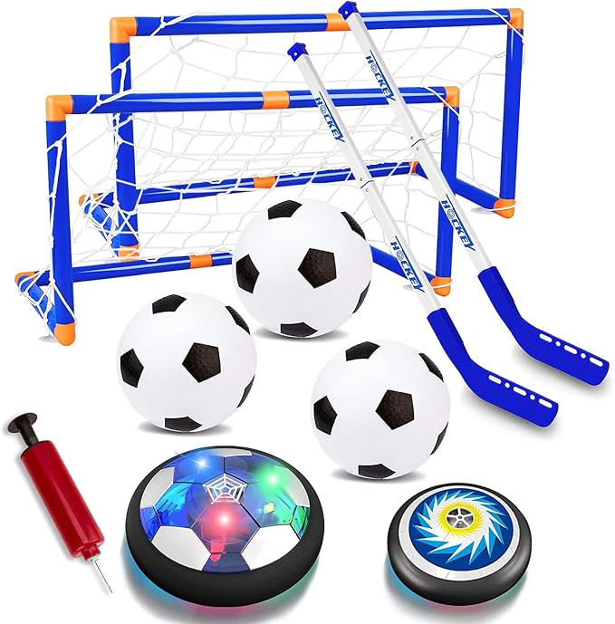 KAEGREEL 3-in-1 Hover Hockey & Soccer Ball Set – Rechargeable LED Air Soccer Game with Goals, Hockey Sticks & Inflatable Balls – Kids Ages 3–12 - Toys with | Sold by Uncle Wiener's Wholesale