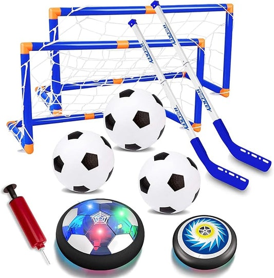 KAEGREEL 3-in-1 Hover Hockey & Soccer Ball Set – Rechargeable LED Air Soccer Game with Goals, Hockey Sticks & Inflatable Balls – Kids Ages 3–12 - Toys with | Sold by Uncle Wiener's Wholesale