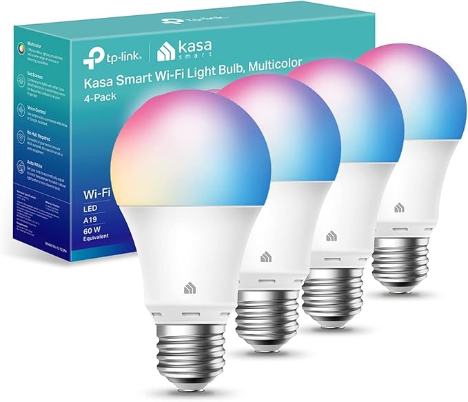 Kasa Smart WiFi Light Bulbs Full Color Changing Dimmable A19 LED 4 Pack - Electronics with | Sold by Uncle Wiener's Wholesale